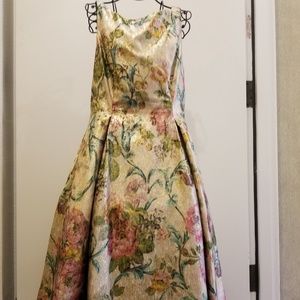 Gold metallic dress with gorgeous print